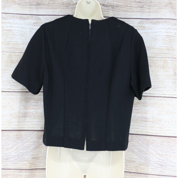 VINTAGE Betty Rose Stevens Hockanum Knits Wool Womens Jacket Top Skirt Set Black - Picture 10 of 15